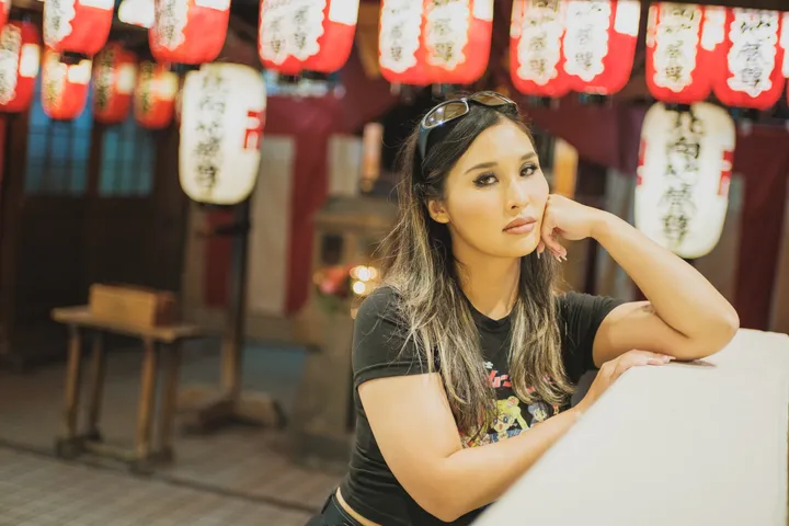 Osaka Night Photoshoot in Shinsekai Streets with Retro Vibes