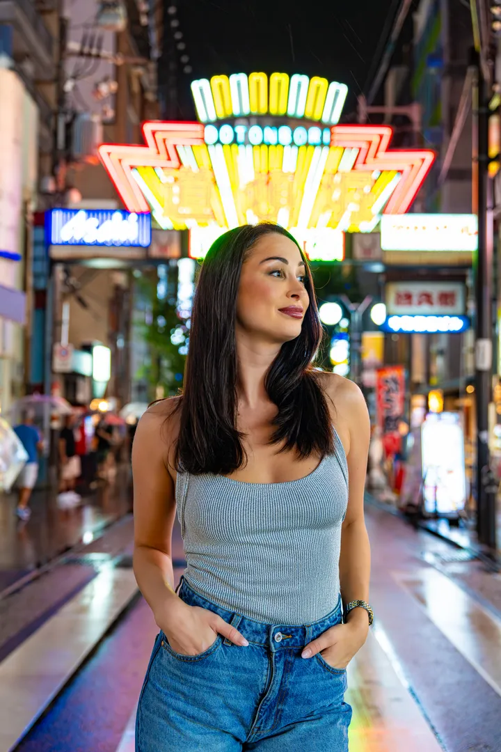 Vibrant Night Photoshoot in Osaka With Local Photographer